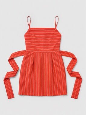 Fanco Orange Striped Tie Back Mini Dress